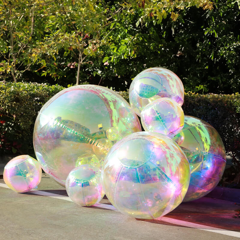 Rainbow Color Inflatable Mirror Ball Reusable Big Bubble Balloon-ubackdrop