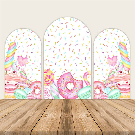 Rainbow Colorful Donuts Cute Birthday Party Decoration Backdrop-ubackdrop