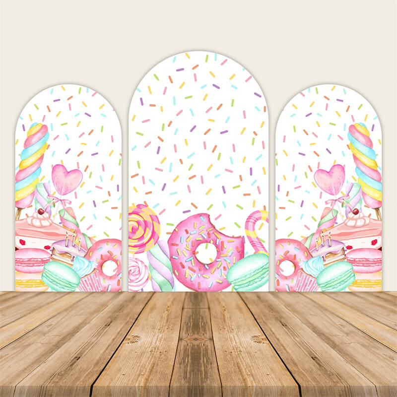 Rainbow Colorful Donuts Cute Birthday Party Decoration Backdrop-ubackdrop