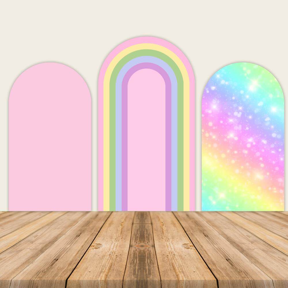 Rainbow Theme Baby Shower Girls Birthday Arch Backdrop Cover-ubackdrop