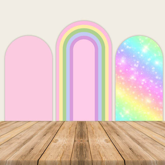 Rainbow Theme Baby Shower Girls Birthday Arch Backdrop Cover-ubackdrop