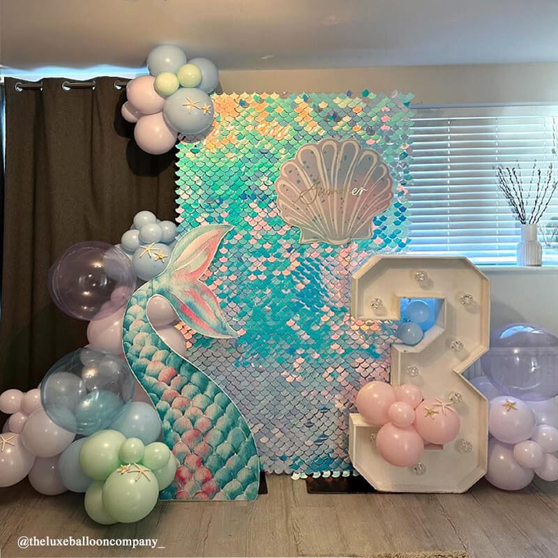 Rainbow Blue Mermaid Shimmer Wall Panels – Easy Setup Wedding/Event/Theme Party Decorations-ubackdrop