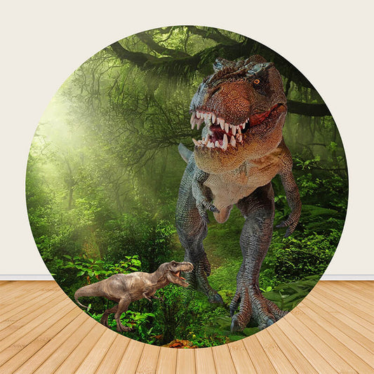 Realistic Dinosaur Round Party Backdrop Cover