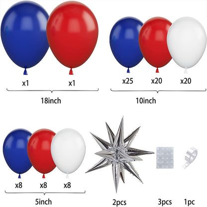 Red Blue White Balloon Garland Balloons Kit for Party Decoration-ubackdrop