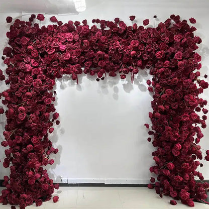 Red Roses Fabric Artificial Flower Wall Arch Wedding Party Decoration-ubackdrop