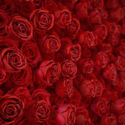 Red Roses Fabric Flower Wall For Wedding Arrangement Romantic Atmosphere-ubackdrop