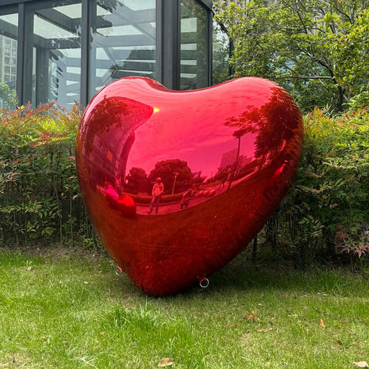 Red Shiny Hearts Inflatable Mirror Ball Reusable Big Bubble Balloon