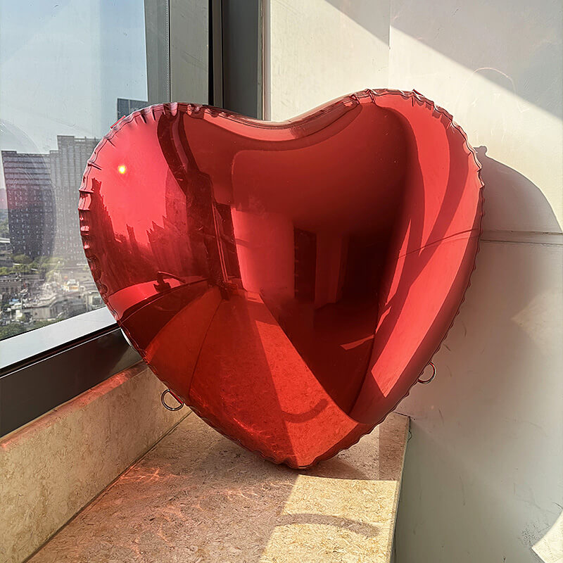 Red Shiny Hearts Inflatable Mirror Ball Reusable Big Bubble Balloon-ubackdrop