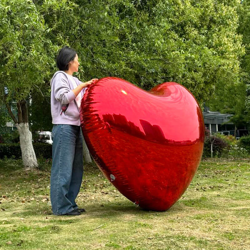 Red Shiny Hearts Inflatable Mirror Ball Reusable Big Bubble Balloon-ubackdrop