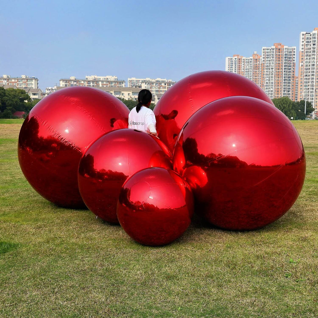 Red Inflatable Shiny Ball Pvc Mirror Party Balloon