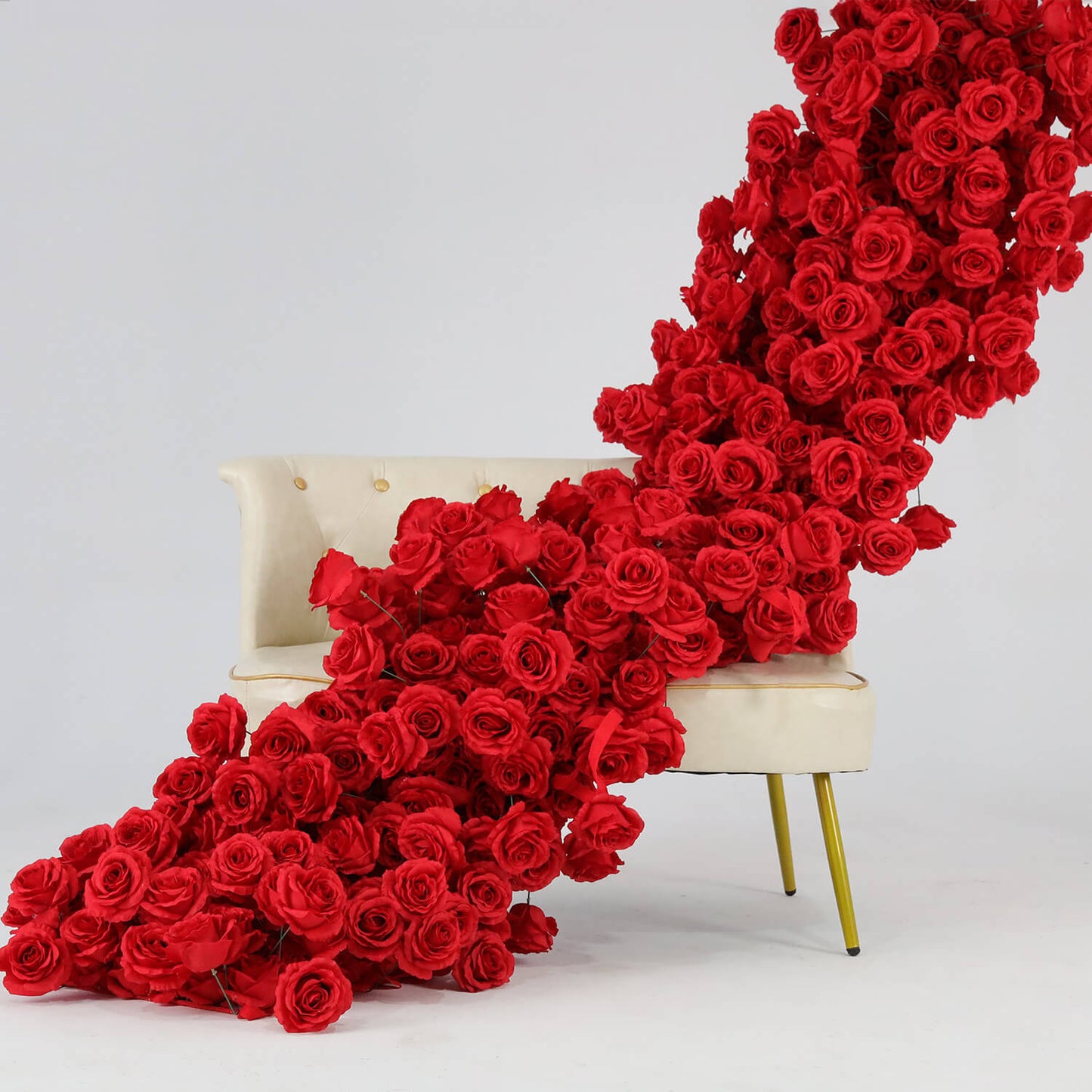 Red Rose Hanging Flower Row Wedding Backdrop Decor-ubackdrop