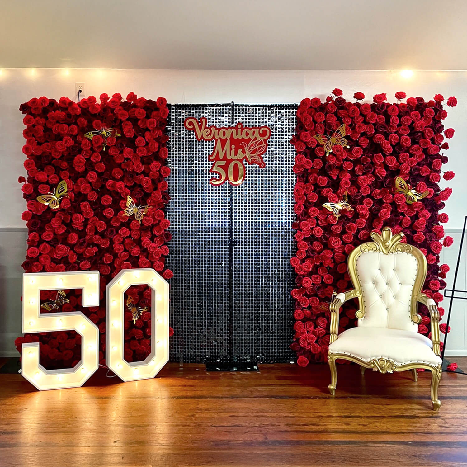 Red Roses Fabric Flower Wall For Wedding Arrangement-ubackdrop