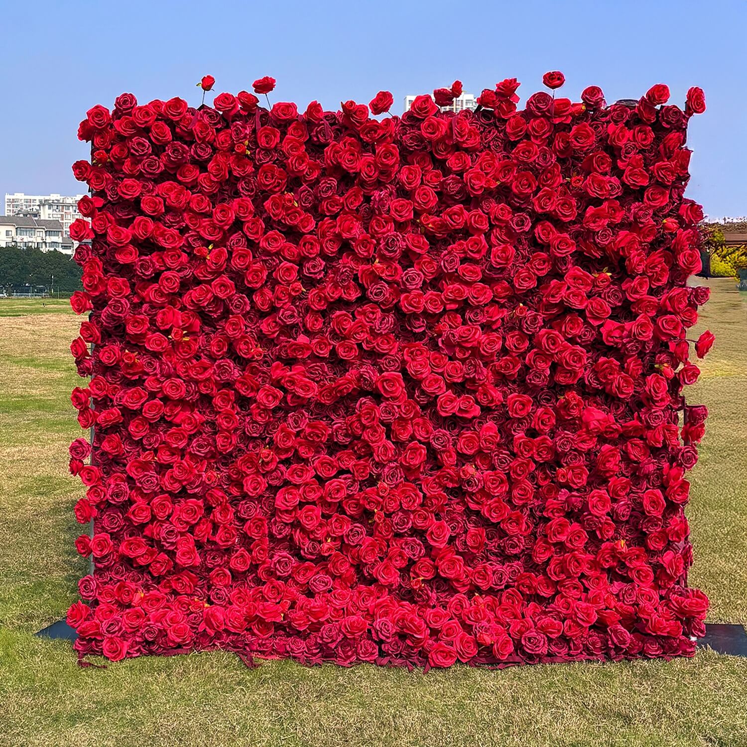 Qeynos Roses Wall Red Roses Fabric Flower Wall For Wedding Arrangement – ubackdrop