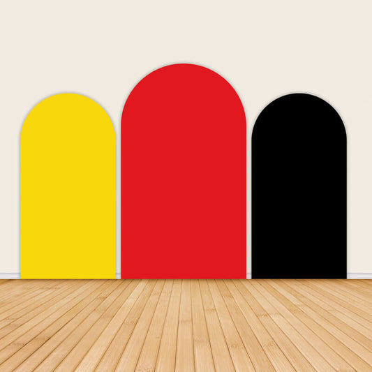 Red&Yellow and Black Solid Color Arch Party Backdrop-ubackdrop