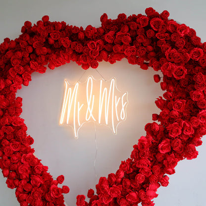 8ft Romantic Atmosphere Heart Shaped Red Rose Flower Wall Wedding Decoration Indoor-ubackdrop