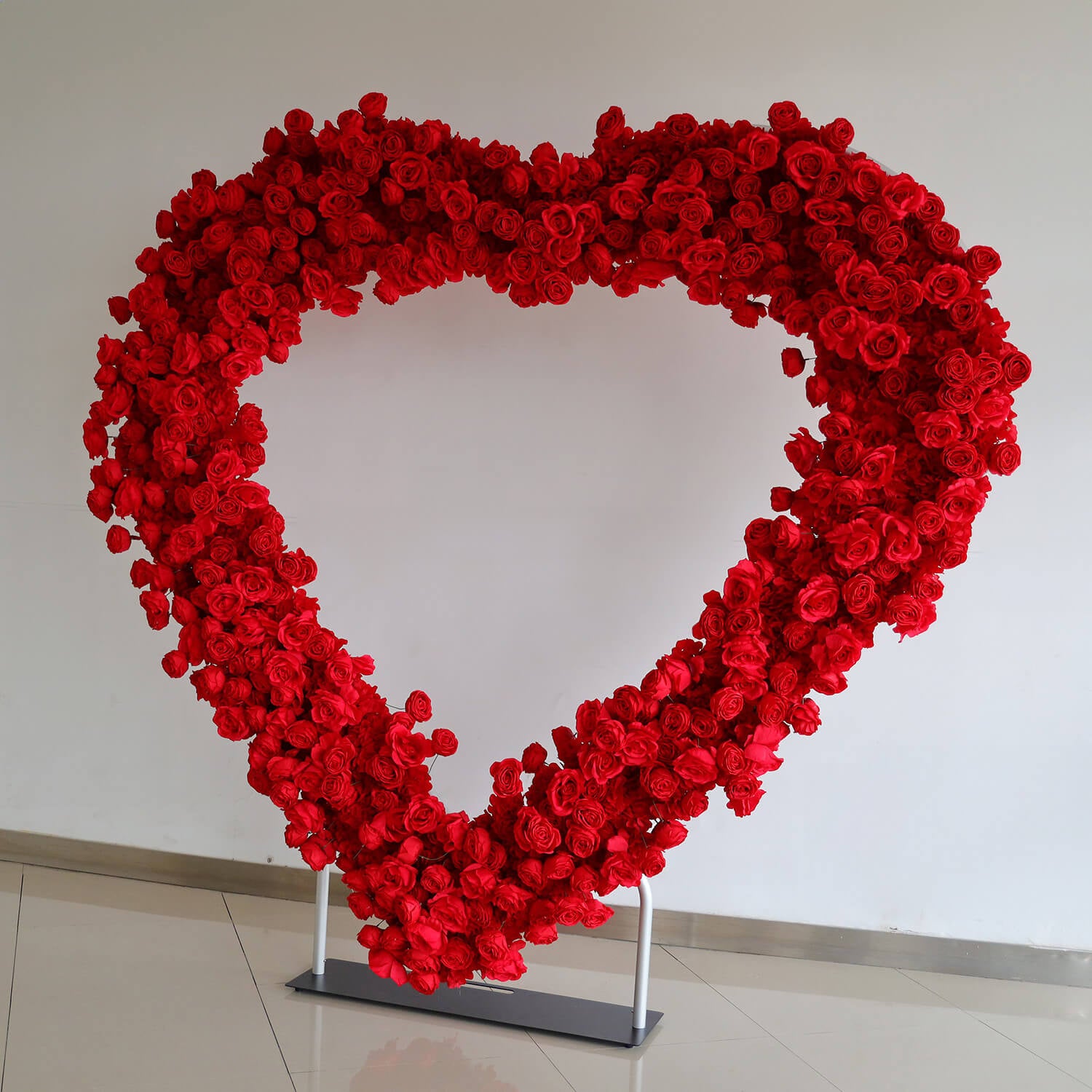 8ft Romantic Atmosphere Heart Shaped Red Rose Flower Wall Wedding Decoration Indoor-ubackdrop
