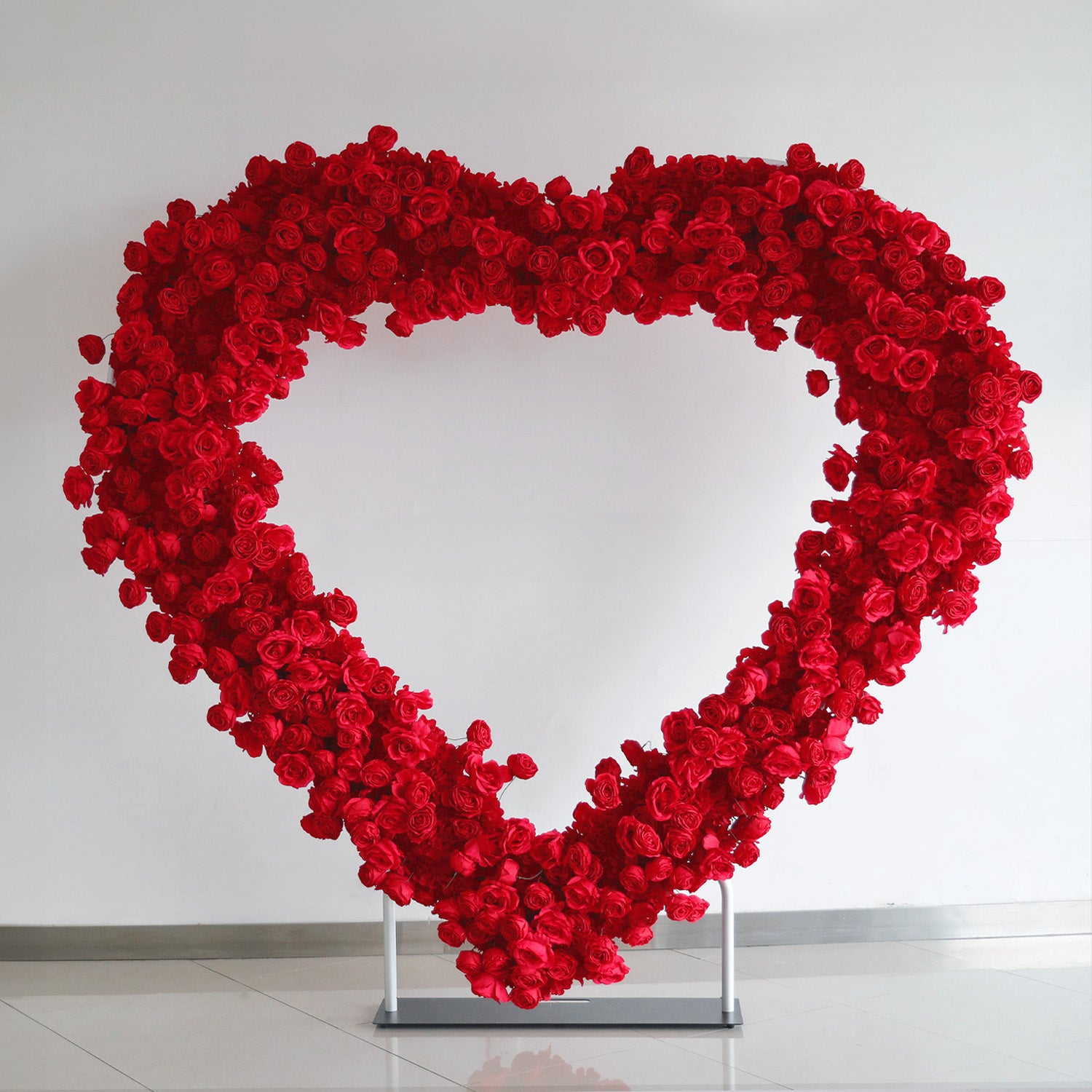 8ft Romantic Atmosphere Heart Shaped Red Rose Flower Wall Wedding Decoration Indoor-ubackdrop