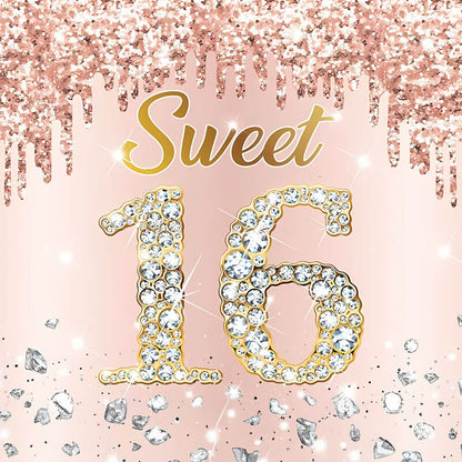Rose Gold Pink 16th Birthday Party Backdrop-ubackdrop