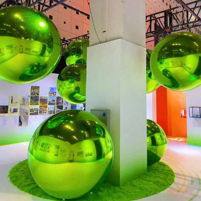 Lime Green Inflatable Mirror Ball Reusable Big Bubble Balloon-ubackdrop