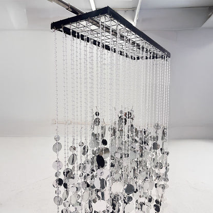 2.6x1ft Metal Stand With Silver Sequin Curtain Backdrop Shimmer Wall Decoration