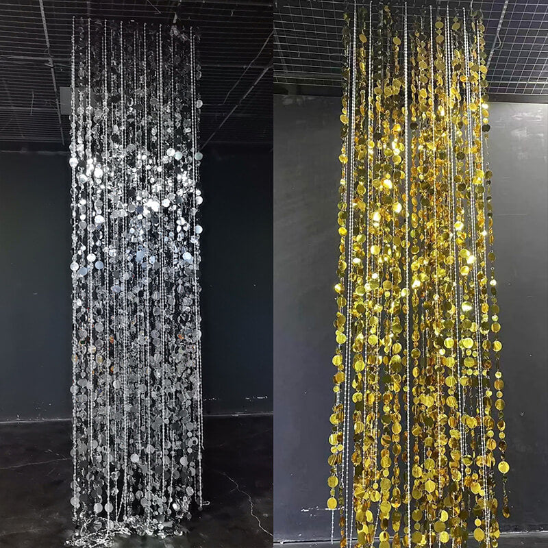2.6x1ft Sequin Backdrop Curtain with Metal Stand Shimmer Wall Decoration-ubackdrop