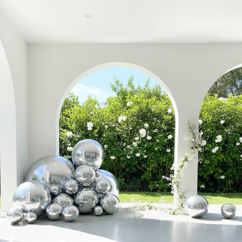 Silver Inflatable Mirror Ball Reusable Big Bubble Balloon-ubackdrop
