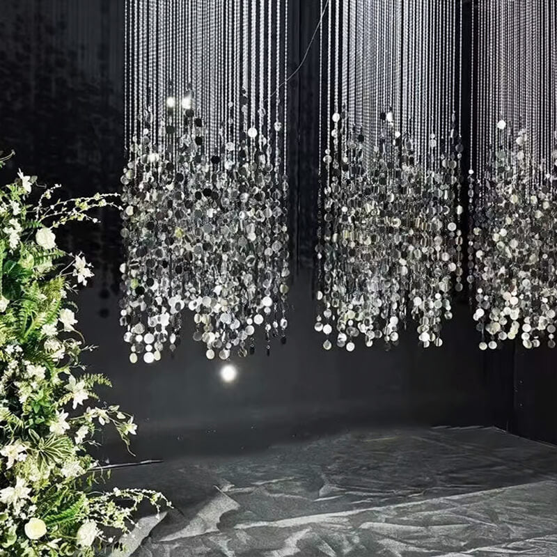 2.6x1ft Sequin Backdrop Curtain with Metal Stand Shimmer Wall Decoration-ubackdrop