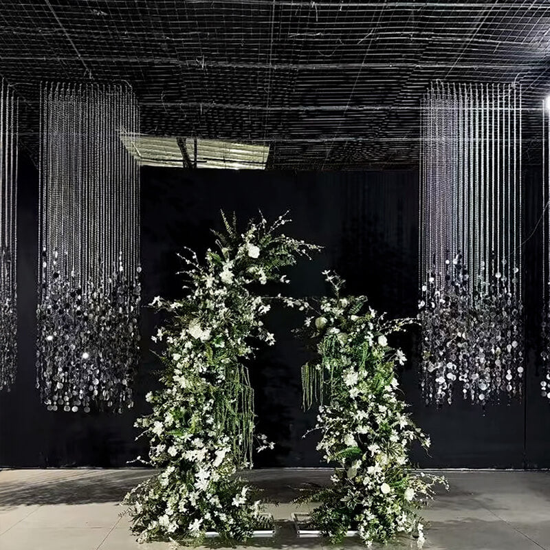 2.6x1ft Sequin Backdrop Curtain with Metal Stand Shimmer Wall Decoration-ubackdrop