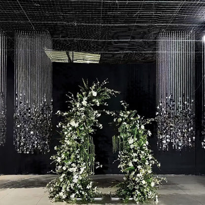 2.6x1ft Sequin Backdrop Curtain with Metal Stand Shimmer Wall Decoration-ubackdrop