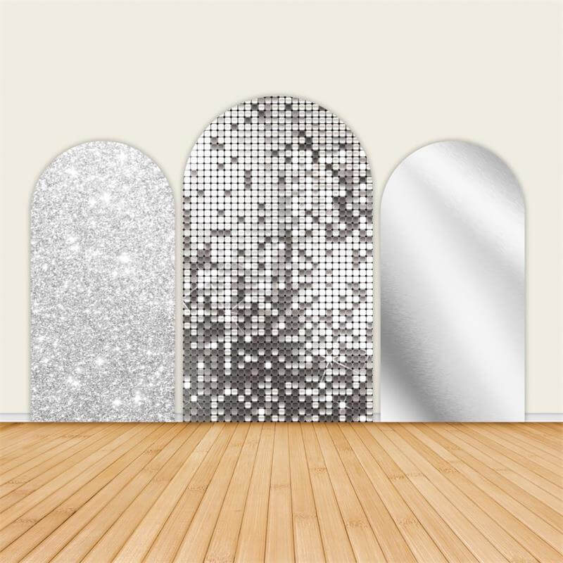 Sliver Glitter Party Arch Backdrop Cover-ubackdrop