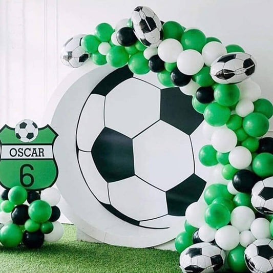 Soccer Themed Party Black Green White Balloon Kit Boys Birthday Party Decor-ubackdrop