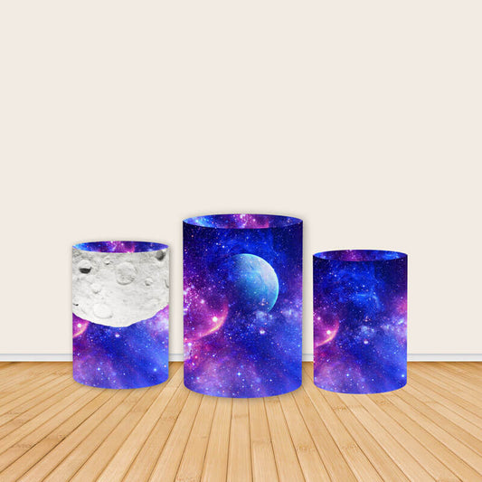 Space Galaxy Theme Party Fabric Pedestal Covers-ubackdrop