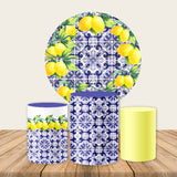 Spanish Porcelain Pattern Lemon Round Birthday Backdrop