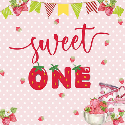 Sweet One Strawberry Party Backdrop Decoration-ubackdrop