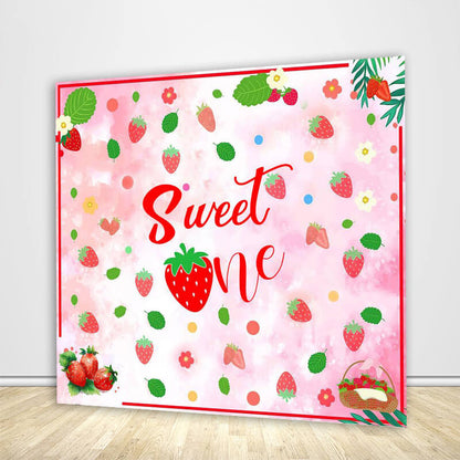Sweet One Strawberry Themed Baby Shower Backdrop Decoration-ubackdrop
