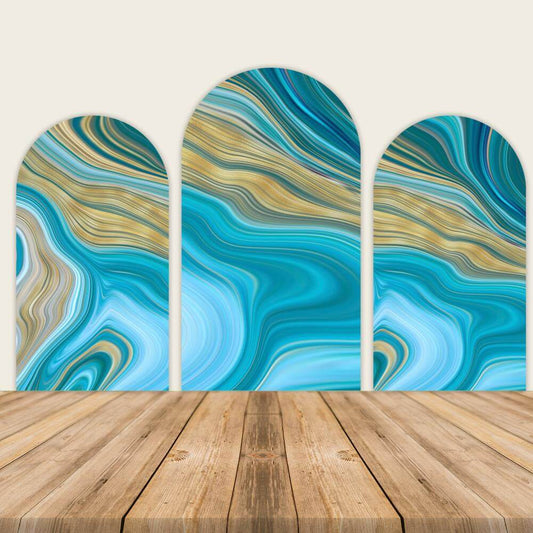 Teal Blue Marble Art Modern Abstract Party Backdrop Cover-ubackdrop