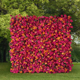 Vibrant Hot Pink and Orange Rose Flower Wall Backdrop for Weddings & Events