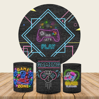 Video Game Theme Round Backdrop Cover-ubackdrop