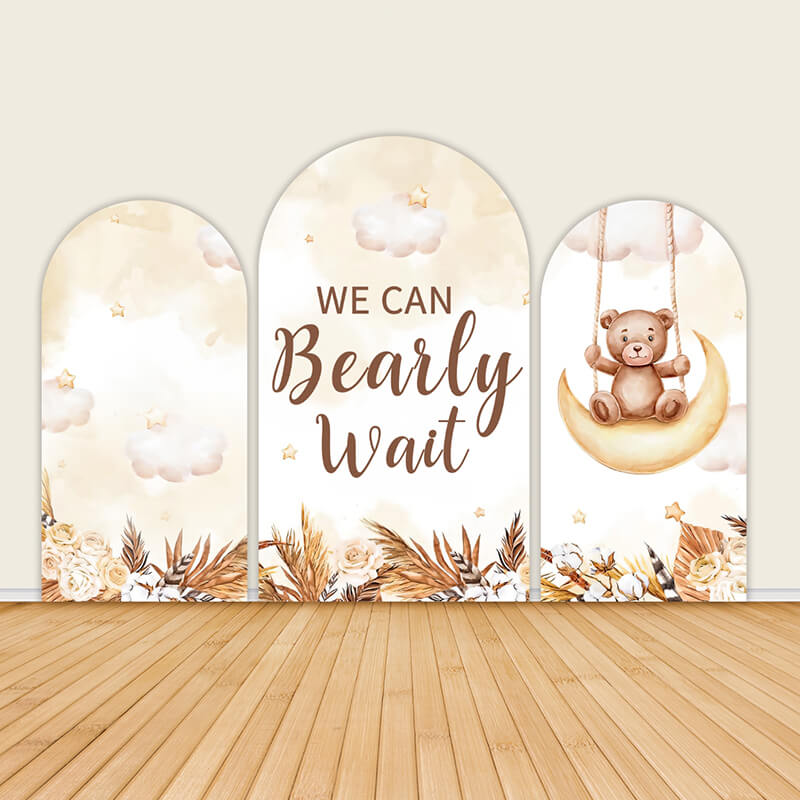 We Can Bearly Wait Cute Baby Bear Baby Shower Party Backdrop-ubackdrop