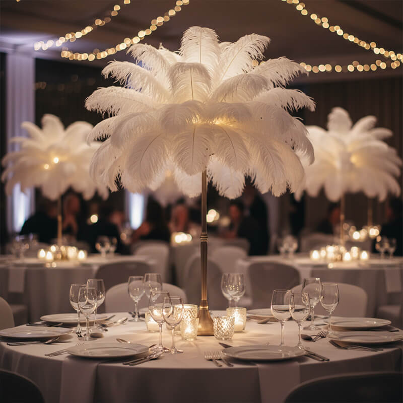 24"-26" White Natural Ostrich Feathers Centerpiece Filler