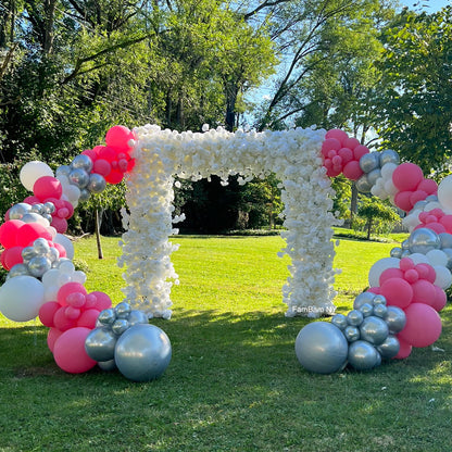White Fabric Artificial Flower Wall Arch Wedding Birthday Party Decoration-ubackdrop