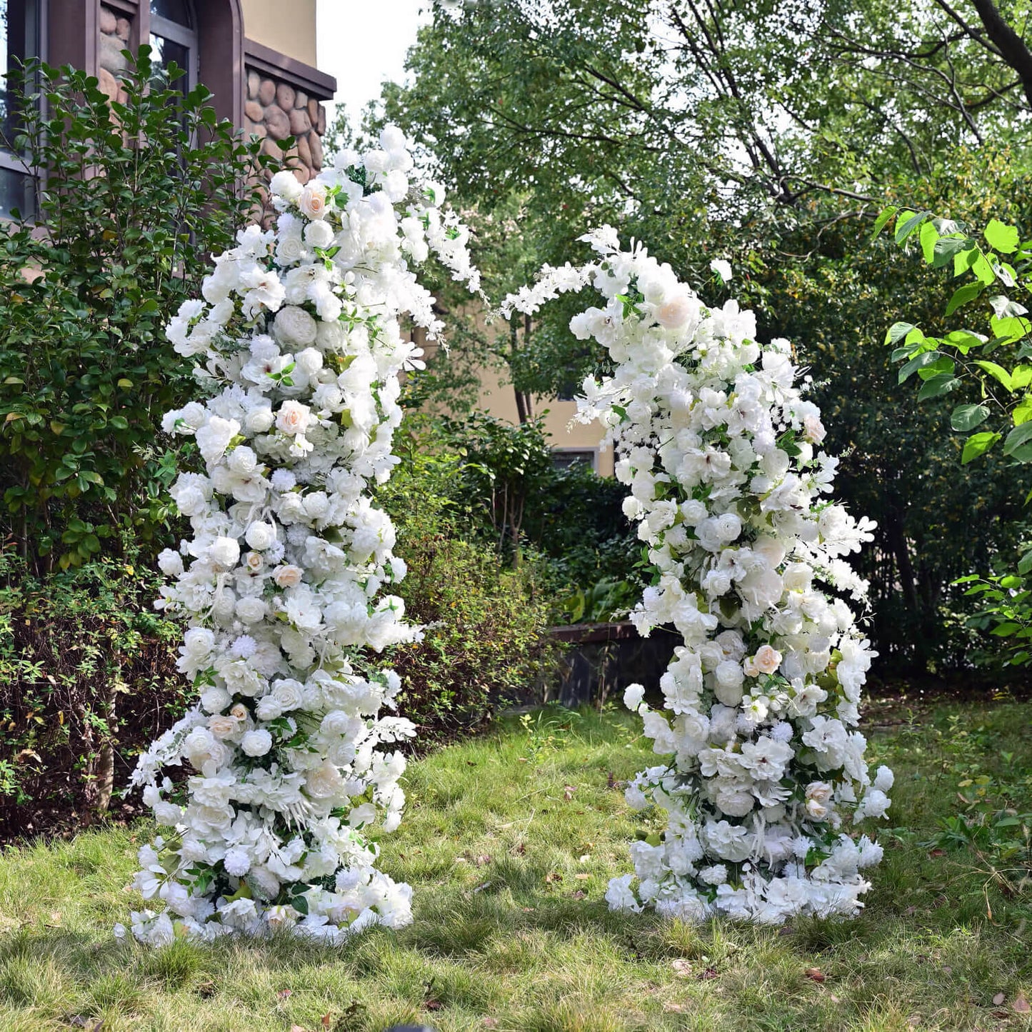 6+7FT Horn-Shape Flower Wall Backdrop Stand for Wedding and Event Decoration