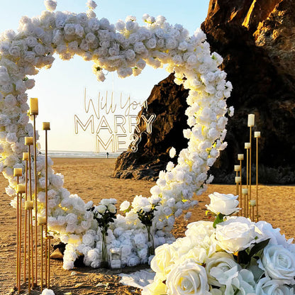 8ft White Rose Flower Wall Romantic Atmosphere Heart Shaped Wedding Decoration Indoor-ubackdrop