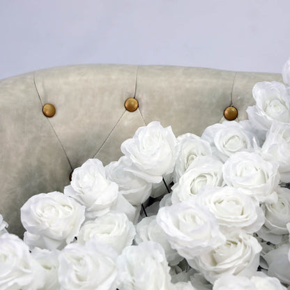 White Rose Hanging Flower Runner Wedding Backdrop Decor-ubackdrop