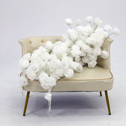 White Rose Hanging Flower Runner Wedding Backdrop Decor-ubackdrop