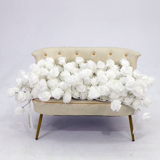 White Rose Hanging Flower Runner Wedding Backdrop Decor-ubackdrop