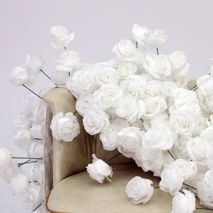 White Rose Hanging Flower Runner Wedding Backdrop Decor-ubackdrop