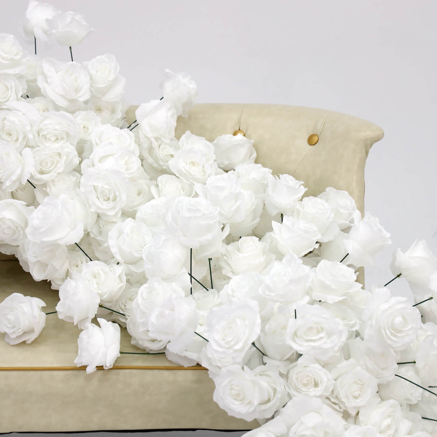 White Rose Hanging Flower Runner Wedding Backdrop Decor-ubackdrop