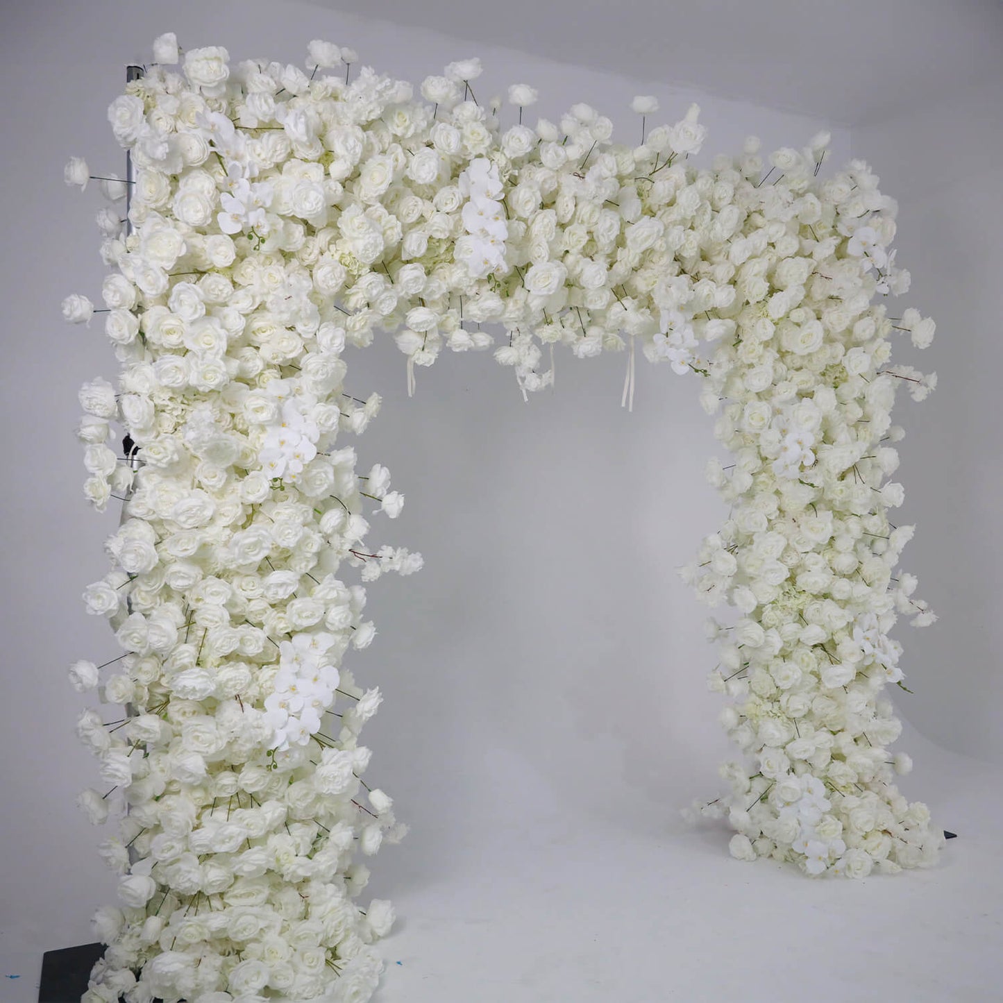 White Fabric Artificial Flower Wall Arch Wedding Birthday Party Decoration-ubackdrop