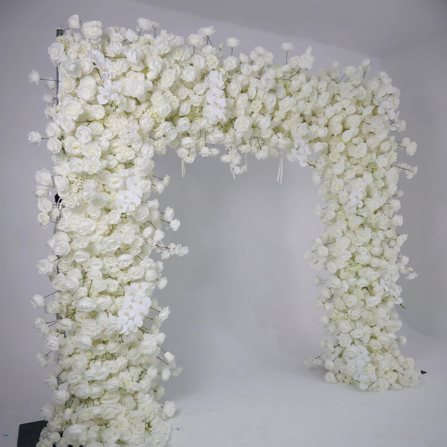 White Fabric Artificial Flower Wall Arch Wedding Birthday Party Decoration-ubackdrop